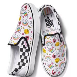 Vans x Flour Shop Classic Slip-On sneakers with a rainbow emojis